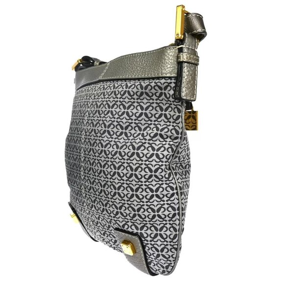 LOEWE Logo New Road Line Crossbody Shoulder Bag Canvas Leather Gray - Picture 6 of 16